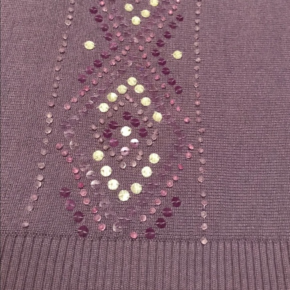 Alfred Dunner Lavender Cow Neck Beaded Sweater - Picture 7 of 8